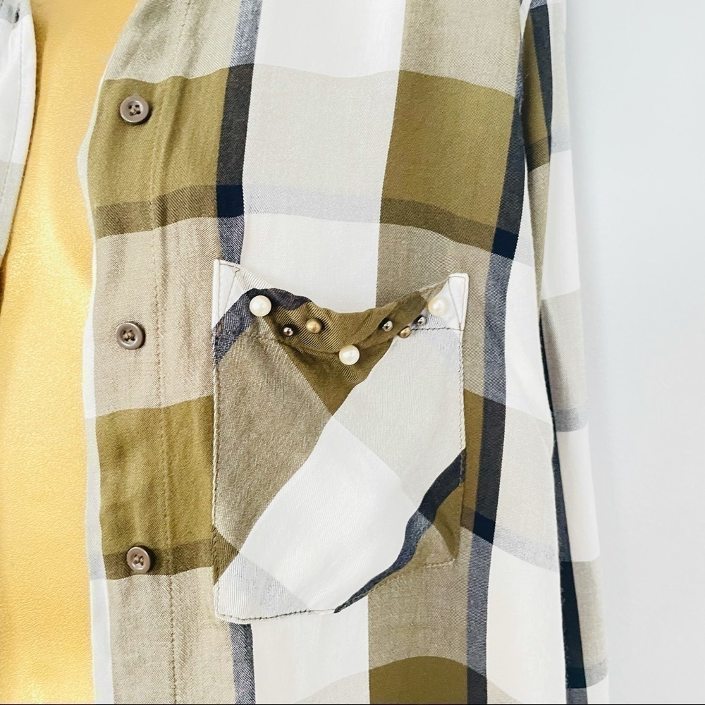 Zara plaid button up shirt top pistachio green spring 2026 - Picture 4 of 5